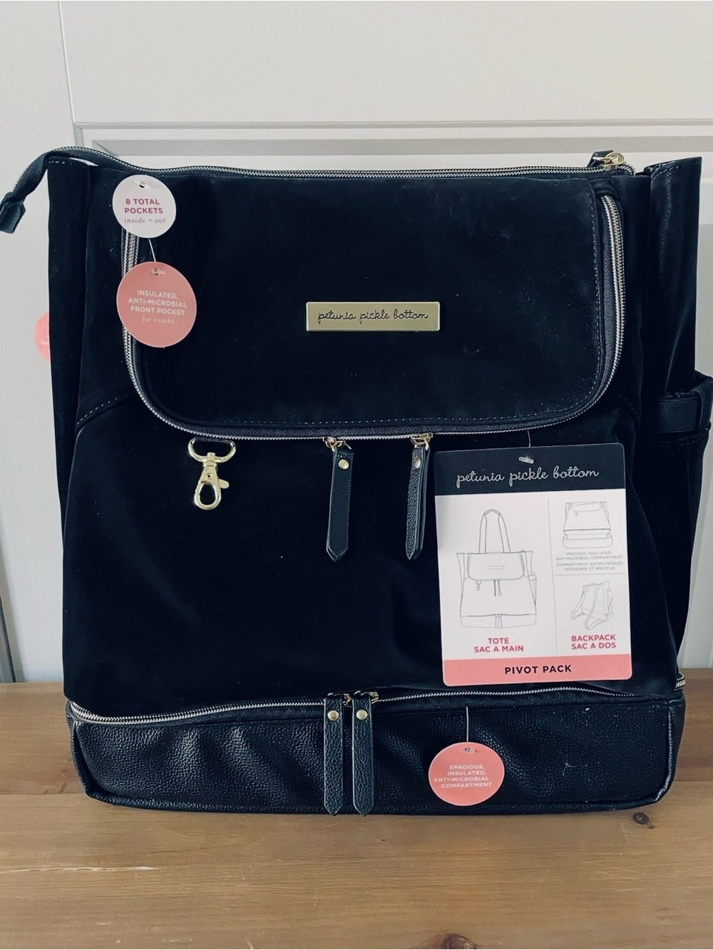 Petunia Pickle Bottom Black Pivot Pack Convertible Tote-Backpack